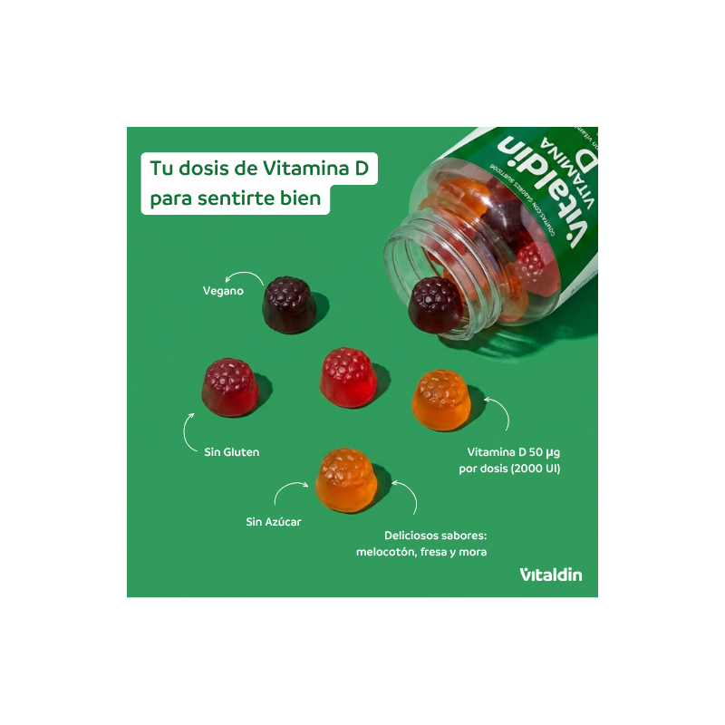 Gomitas de Vitamina D3 2000 UI | Sin Gluten | Vitaldin