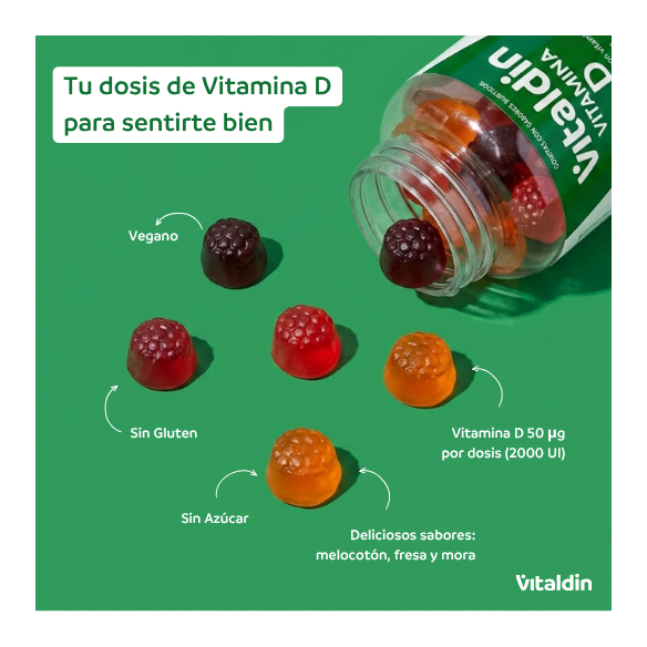 Gomitas de Vitamina D3 2000 UI | Sin Gluten | Vitaldin